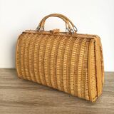 Sac à main valisette rotin vintage