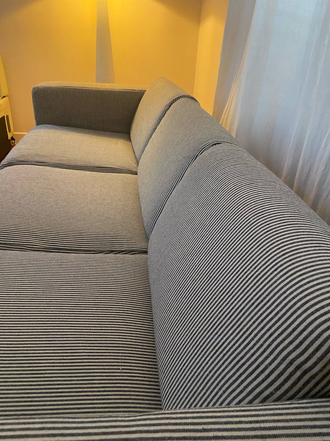 Habitat striped wood and metal sofa