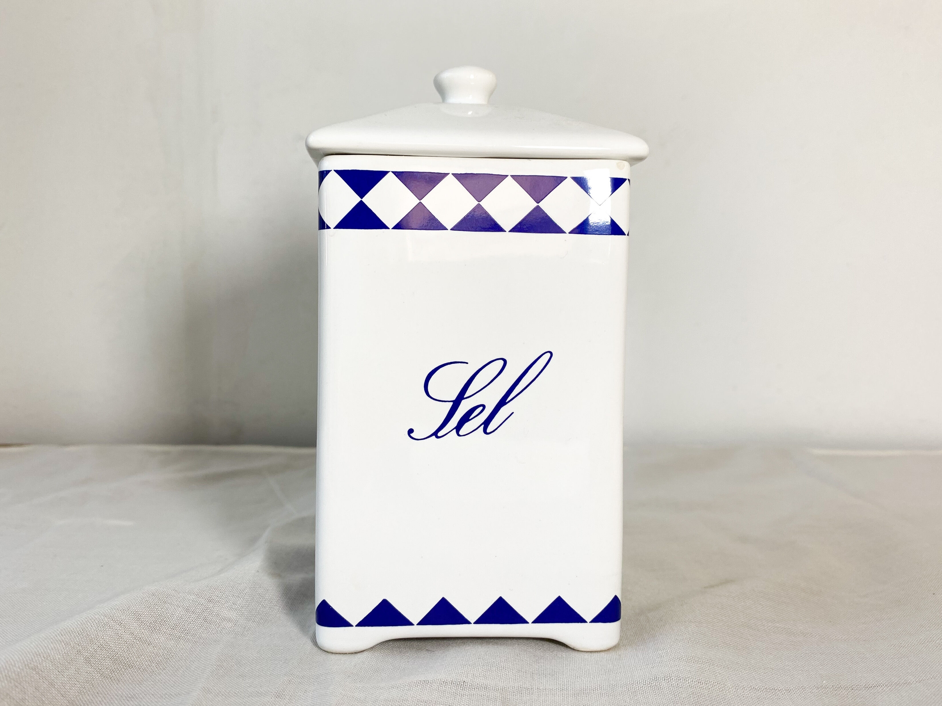Set of 3 spice jars blue and white porcelain