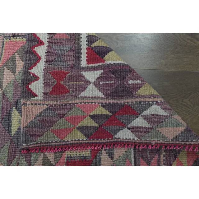 1970s Vintage Turkish Oushak Handmade Wool Cotton Pink Runner Rug 87x333