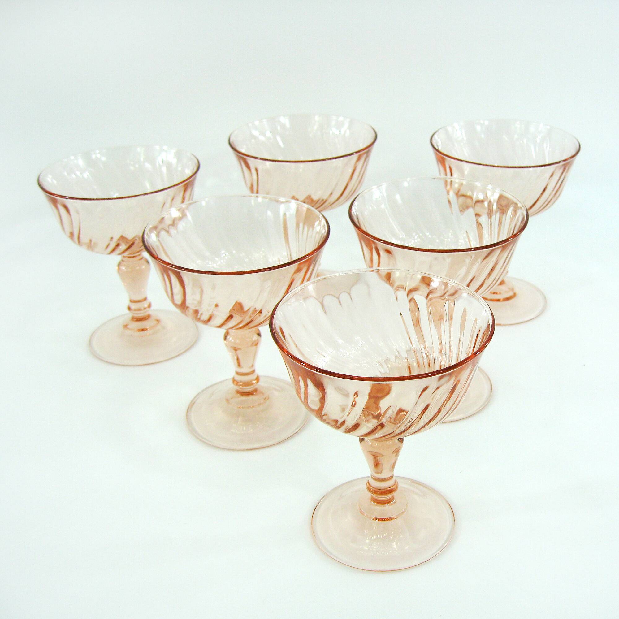 6 Rosaline Luminarc Arcoroc champagne glasses - vintage 80s