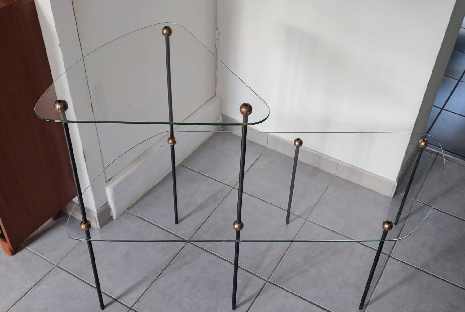 1950s glass display shelves