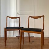 Pair of Scandinavian chairs in teak and skaï, 1965