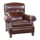 Fauteuil anglais ancien en cuir de mouton