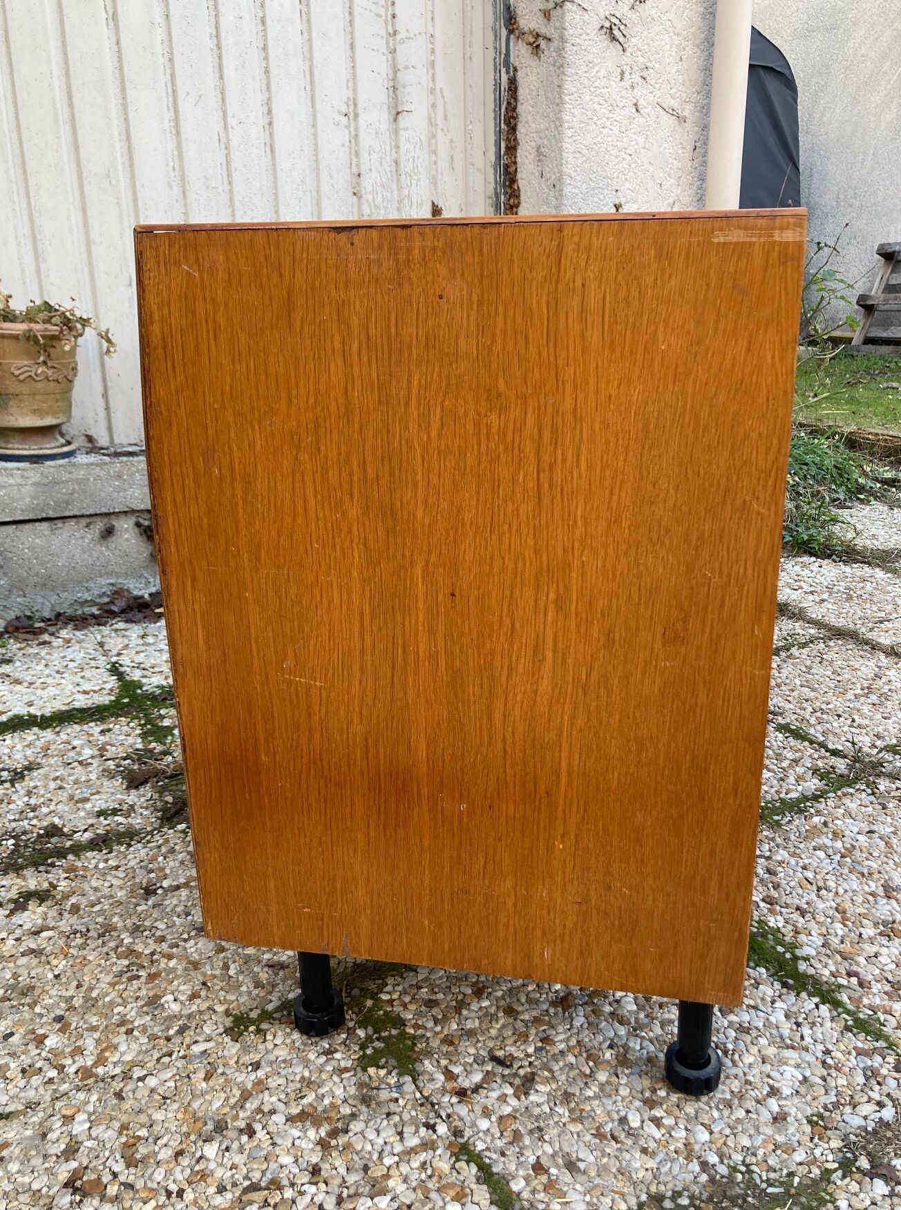 Rattan chest of drawers and vintage wood