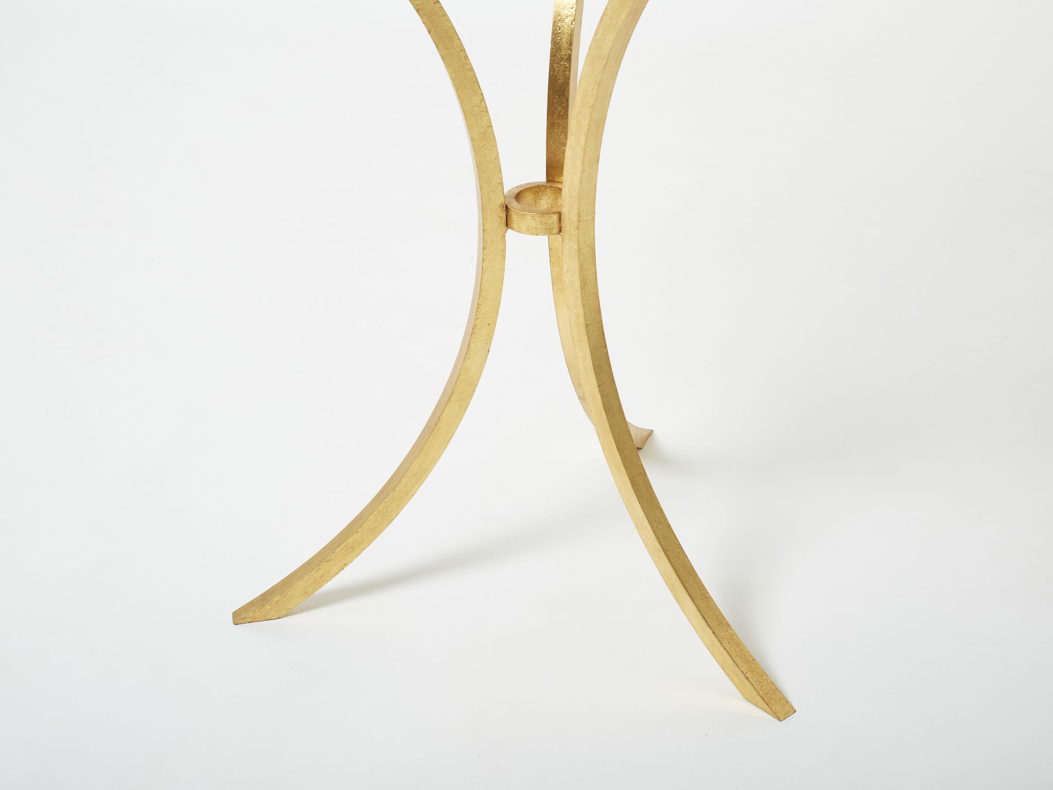 Golden iron and glass pedestal table by Roger Thibier 1960