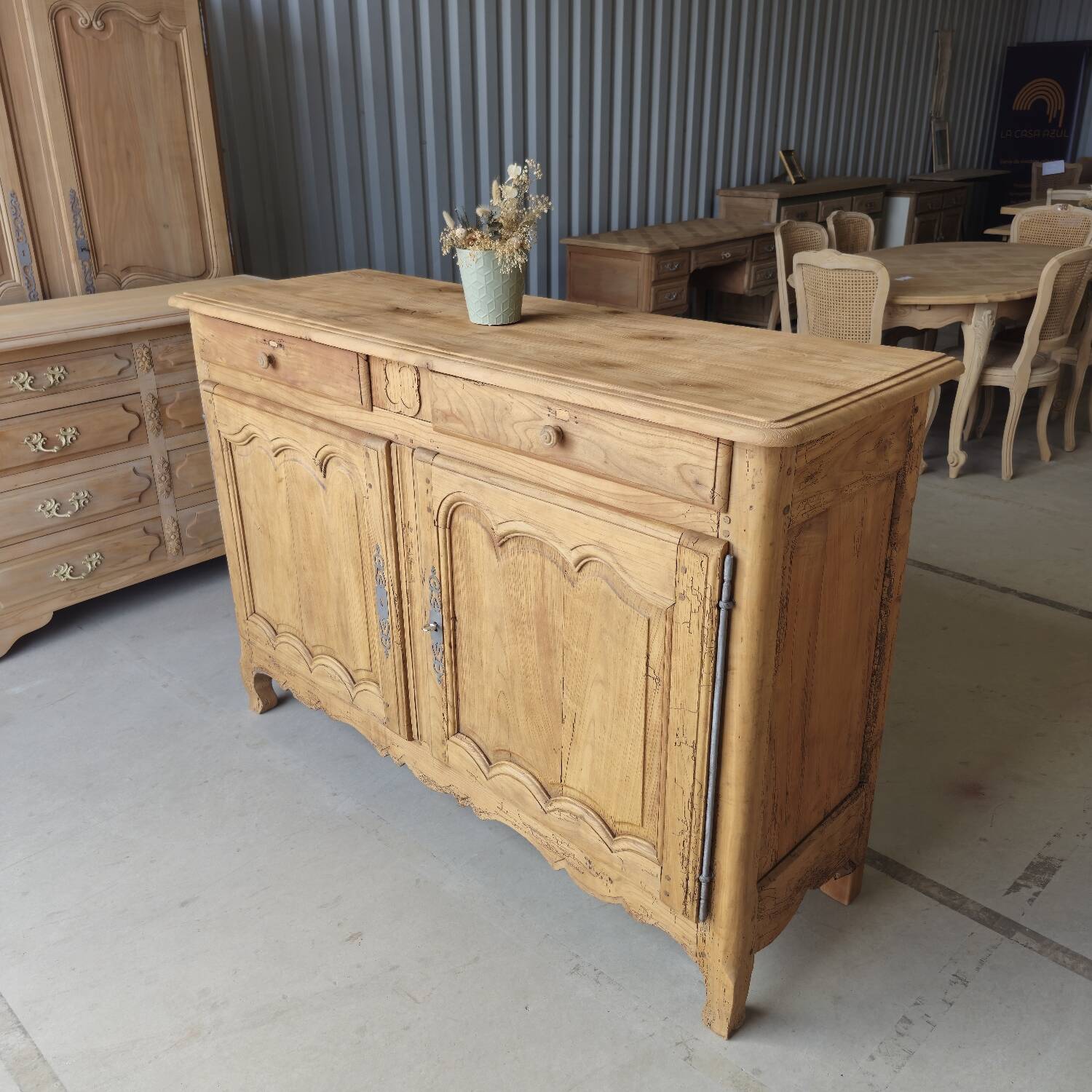 Large Louis XV style solid wood buffet, restored