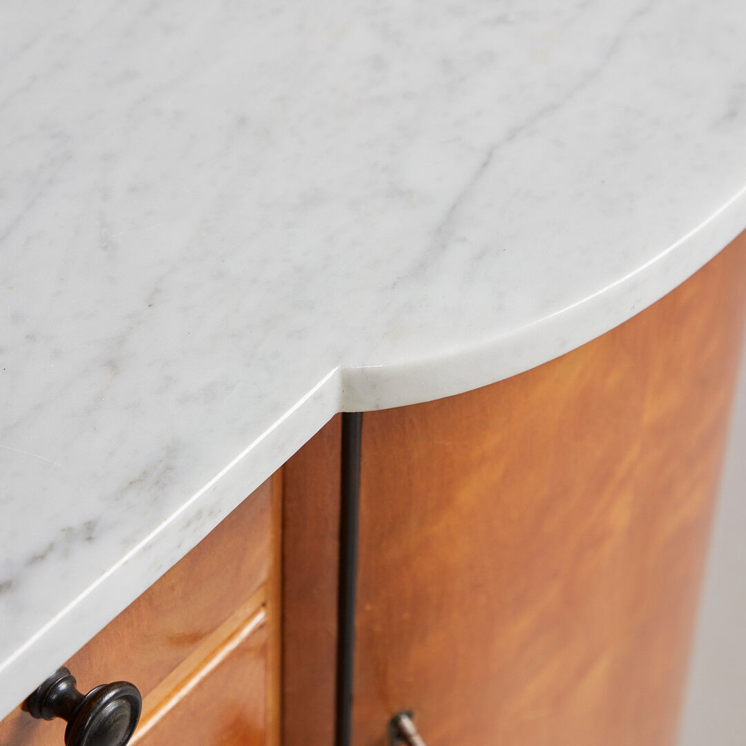 Antique cherry wood chest of drawers with marble top, 1920's