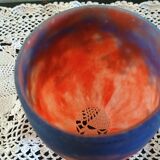 Tulip for chandelier or lamp - orange blue purple marbled glass Art Deco