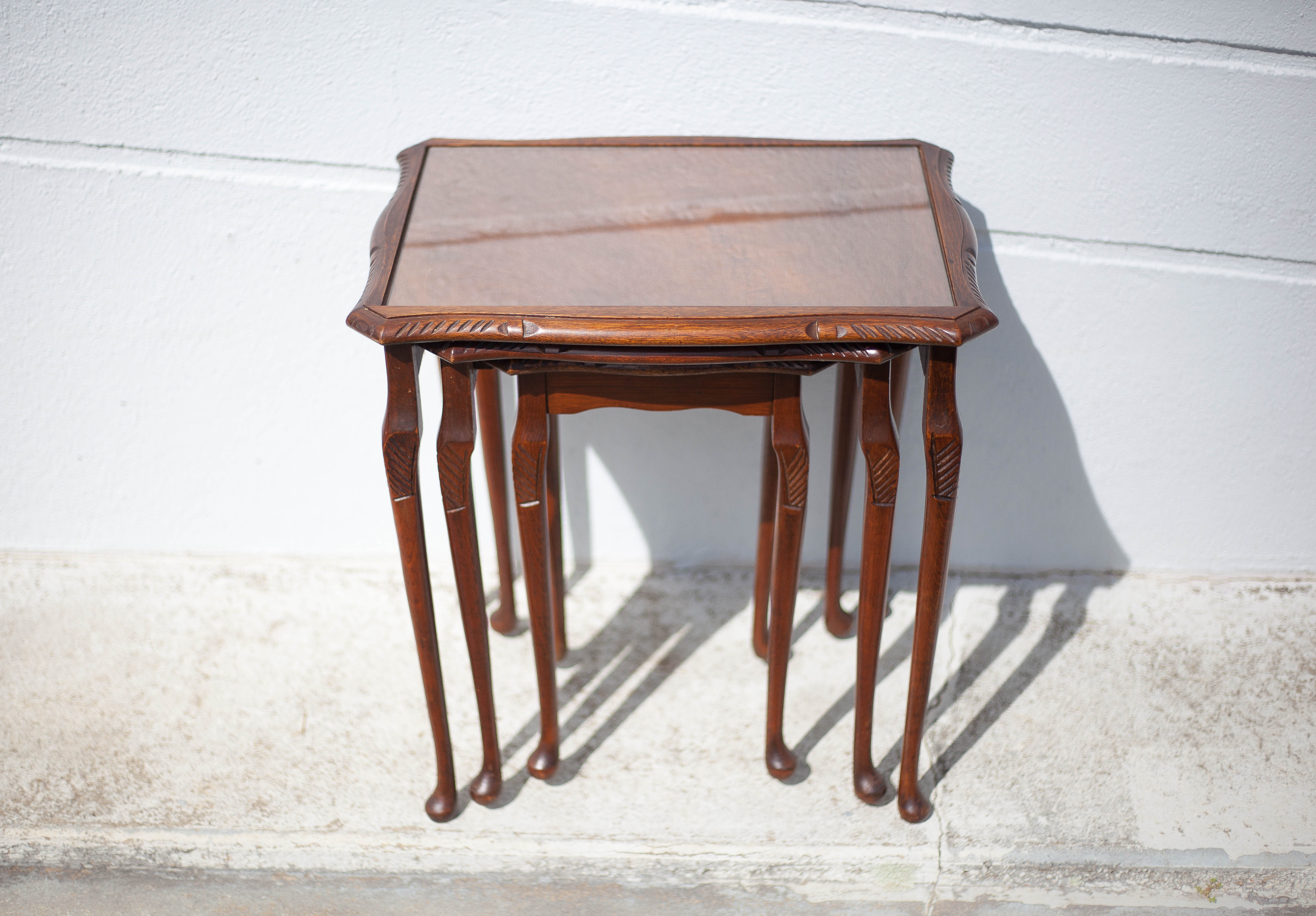 Queen Anne wood style nesting tables
