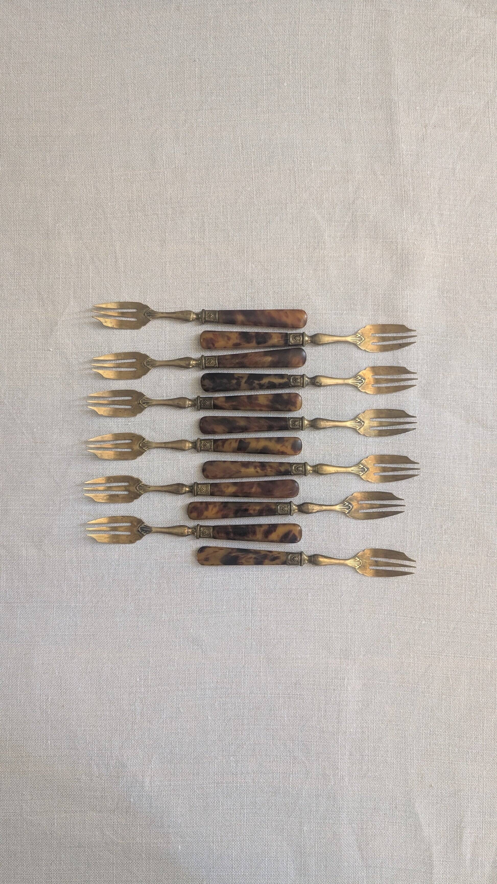Set of 12 antique cake forks
