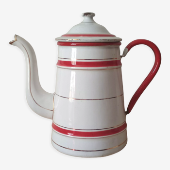 Red and white enamelled metal coffee maker