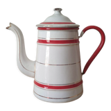 Red and white enamelled metal coffee maker