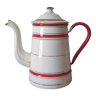 Cafetière  en métal émaillé rouge et blanc