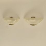 Pair of vintage wall lights in brass and frosted glass, Italy, 1970.