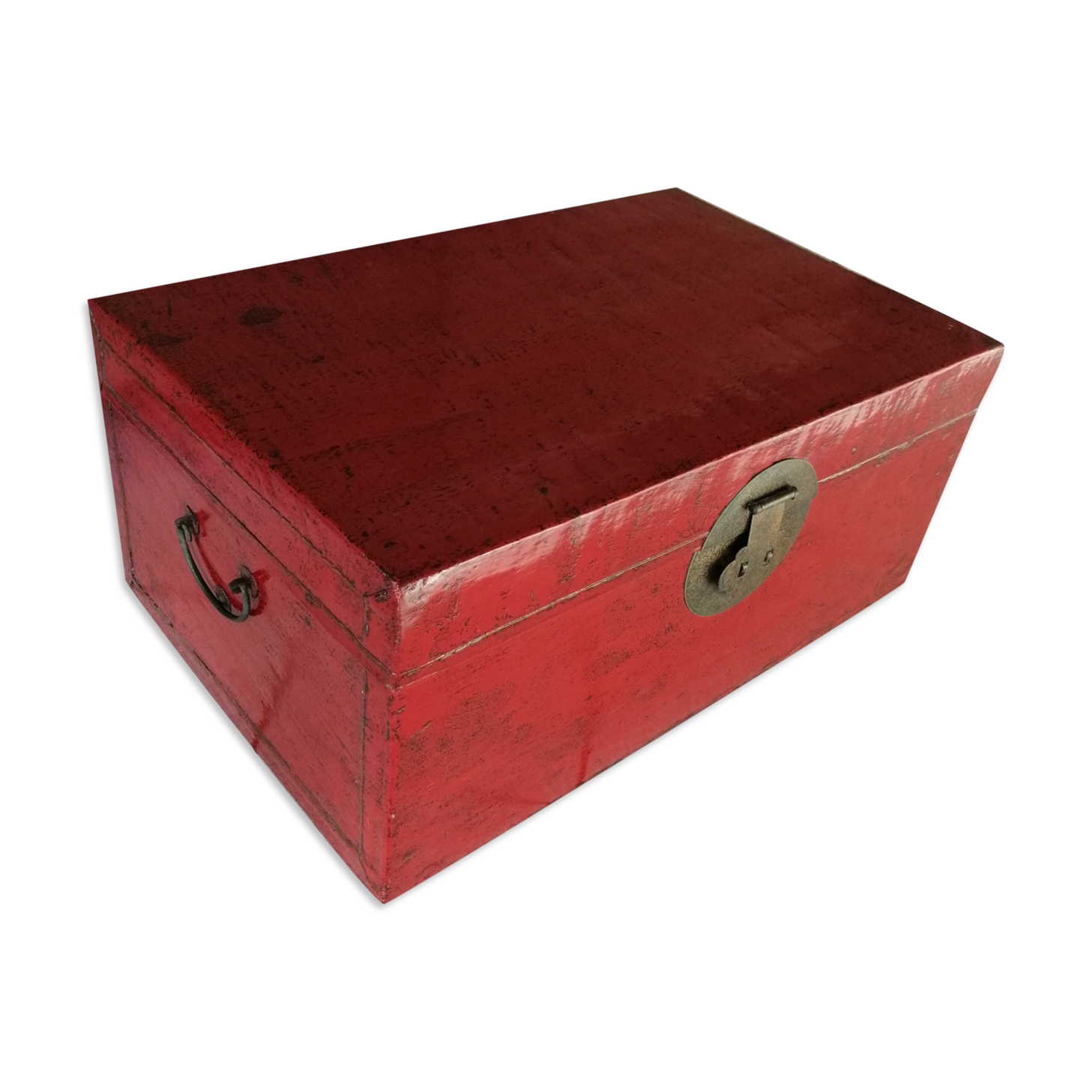 Old Chinese red leather malle