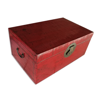 Old Chinese red leather malle