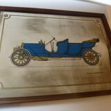Screen-printed mirror of vintage car "1909 Lancia"