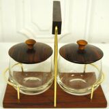 Scandinavian condiment servant made of olive wood