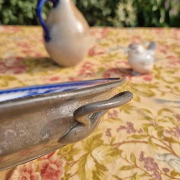 Assiette chauffante antique en ceramique et metal james dixon and sons shef