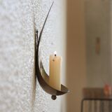 Wall candle holder in vintage brass, scandinavian