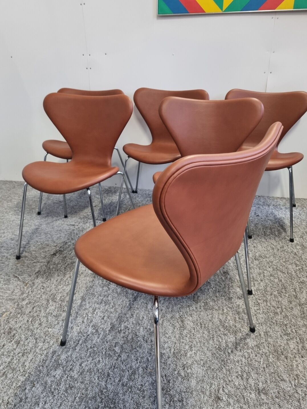 Set of 6 3107 butterfly chairs by Arne Jacobsen for Fritz Hansen