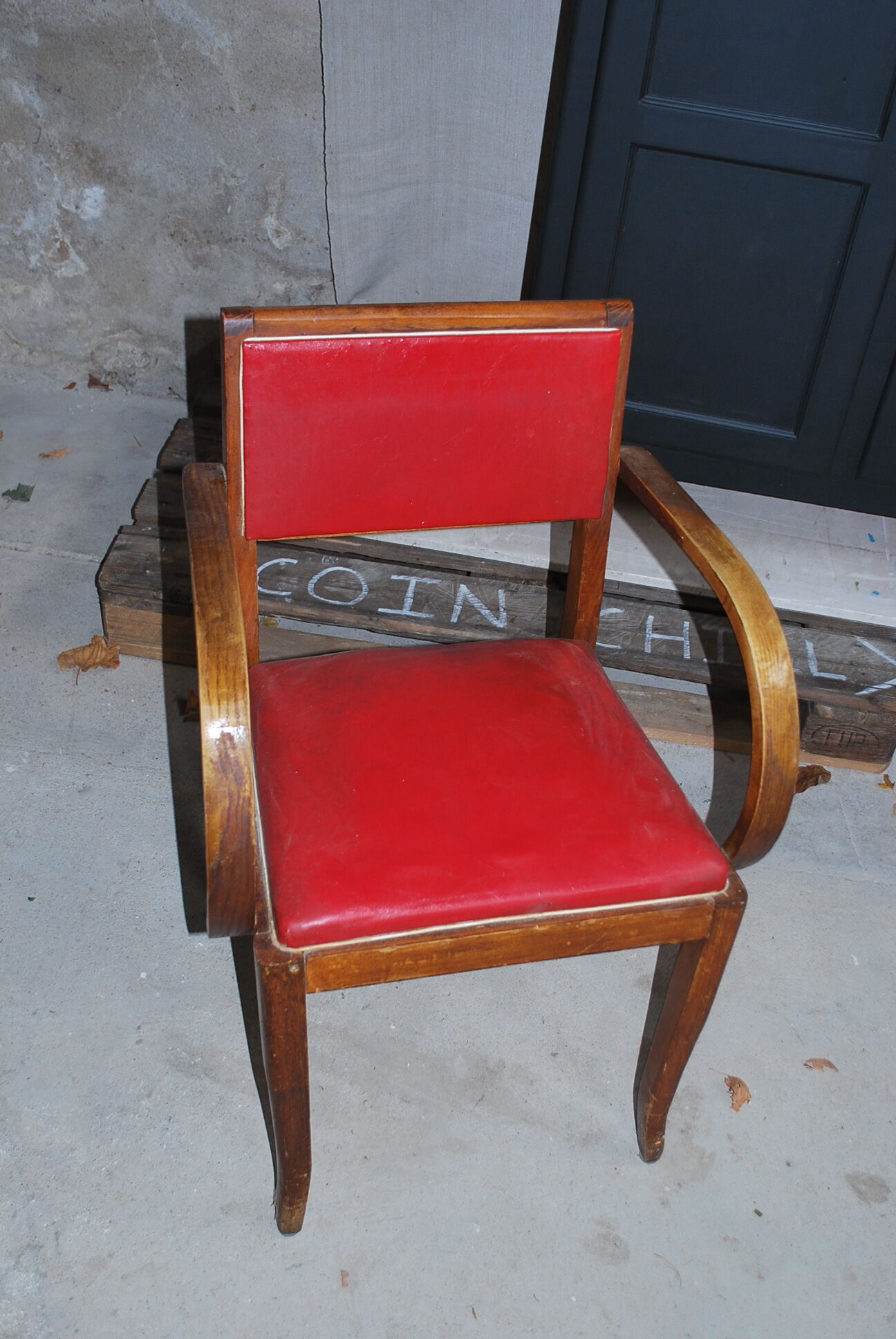 Fauteuil vintage année 40 rouge