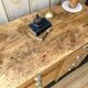 Old wooden workbench with 8 drawers.