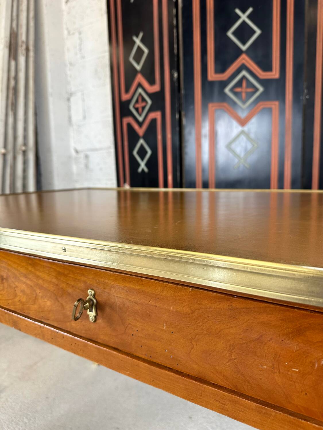 Directoire style flat desk in cherry wood