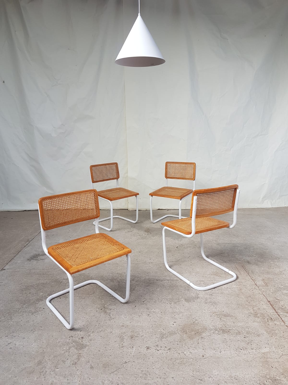 Set of 4 Habitat cesca dining chairs by Marcel Breuer, 80
