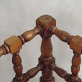 Antique French Turned Wooden Bobbin Chair with Rush Seat