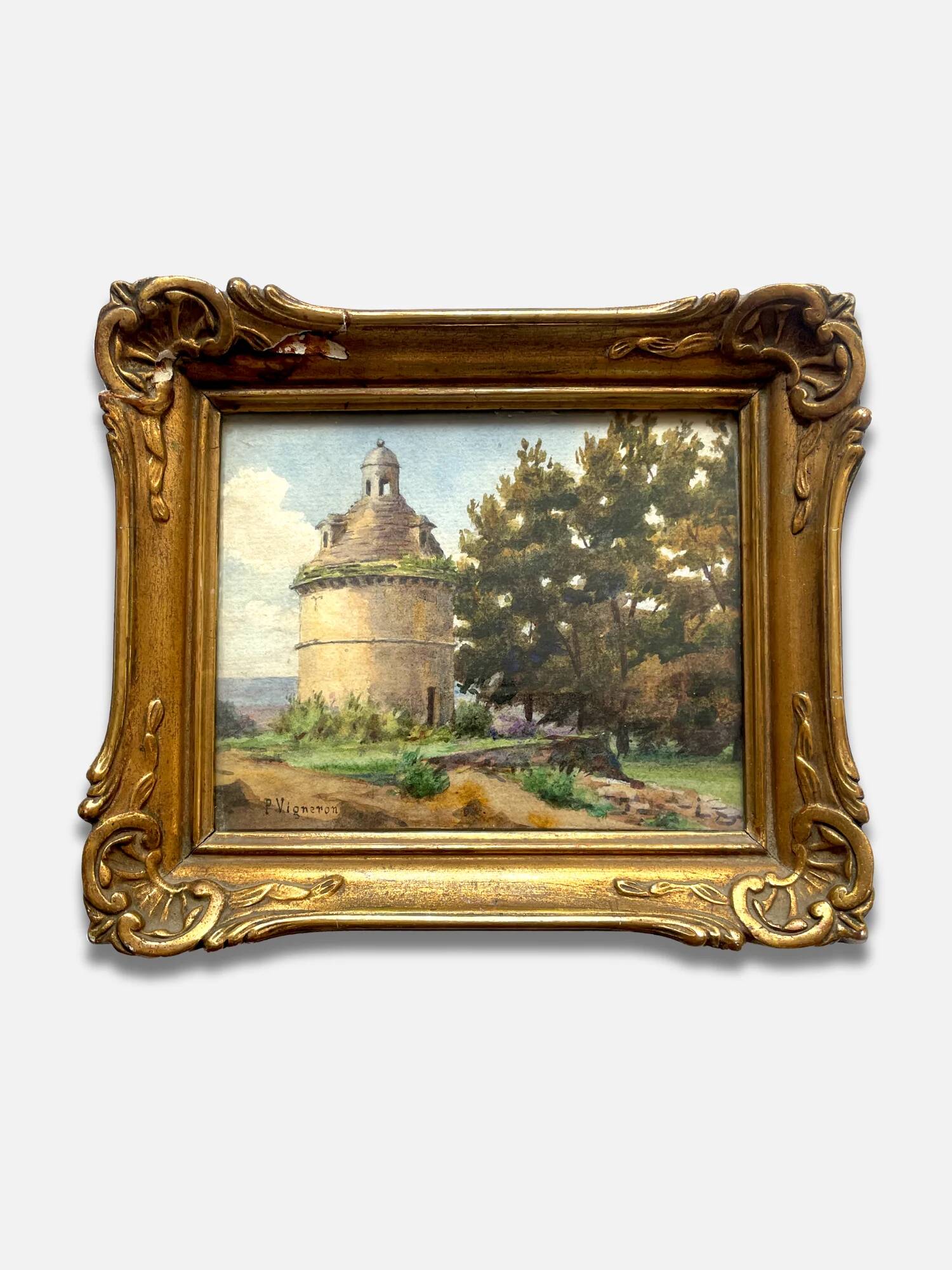Landscape with a Dovecote - Watercolour from the 20th century