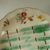Assiette a asperges faience longchamp barbotine terre de fer