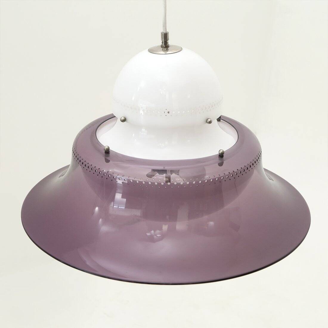 White and purple KD14 suspension by Sergio Asti for Kartell, 1970s.
