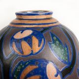 Magnificent Art Nouveau vase with multicolored floral motifs Revernay 1910.