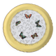 Plat a gateaux, en faïence, jaune avec des papillons muticolores, moulin des loups, orchies nord