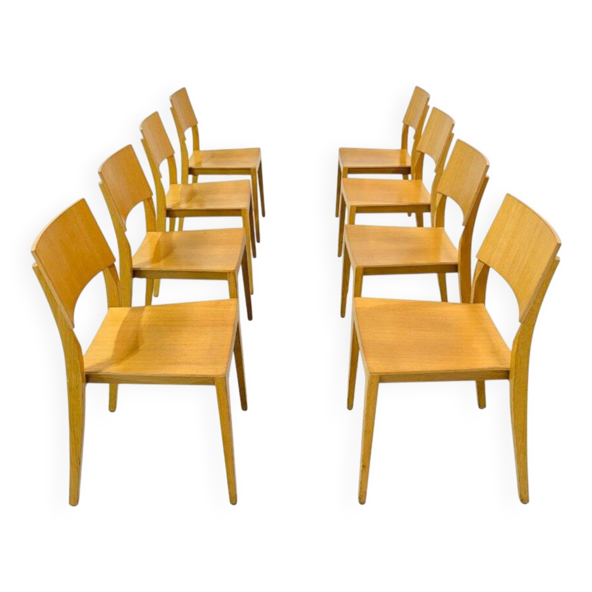 Vintage beech dining chairs, 1980s, set of 8