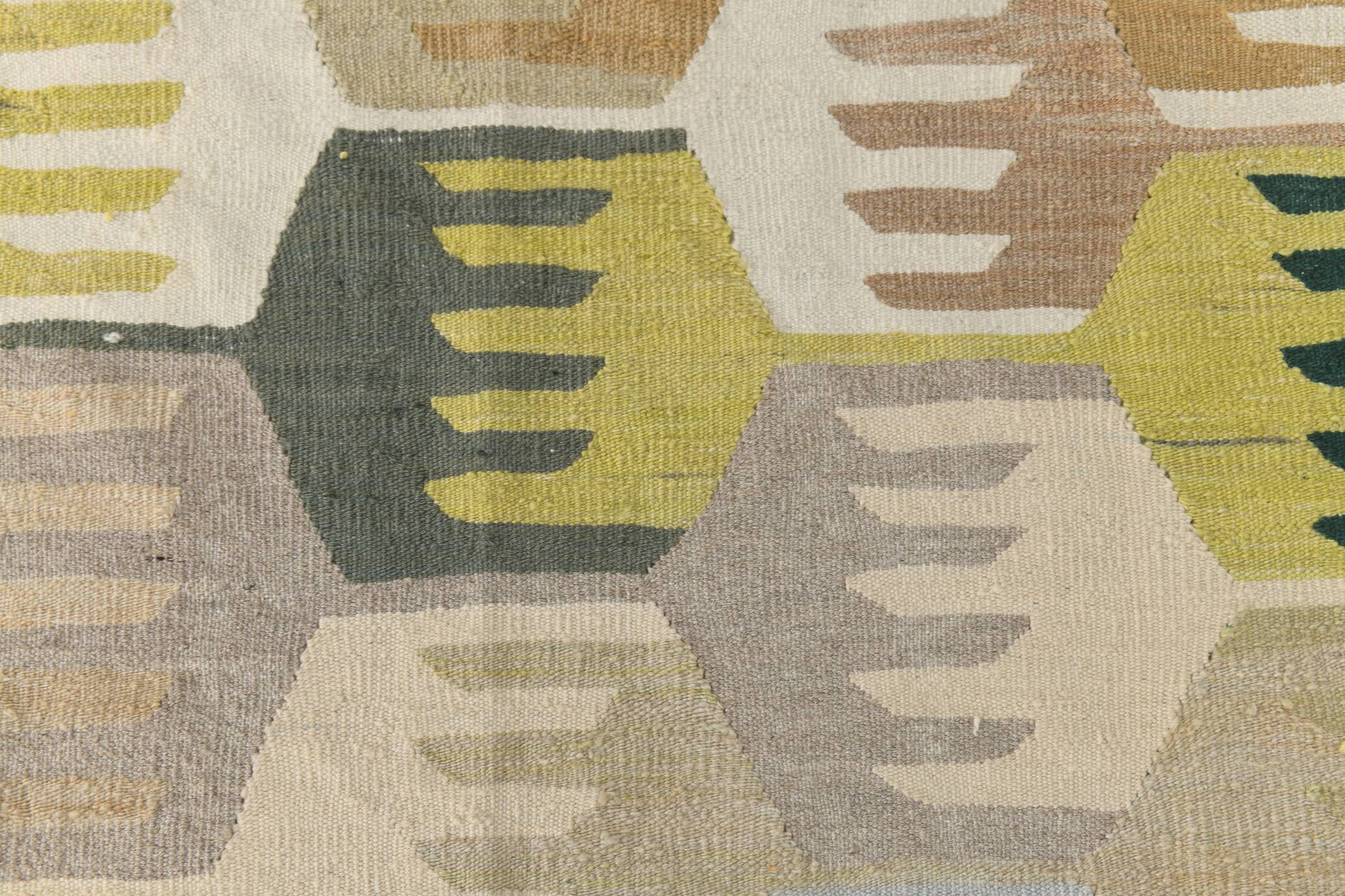 Geometric Multicolor Vintage Kilim Rug, 270x352Cm