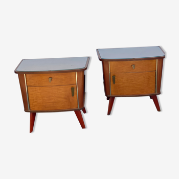 Paire de tables de nuit vintage en teck moderne du milieu du siècle