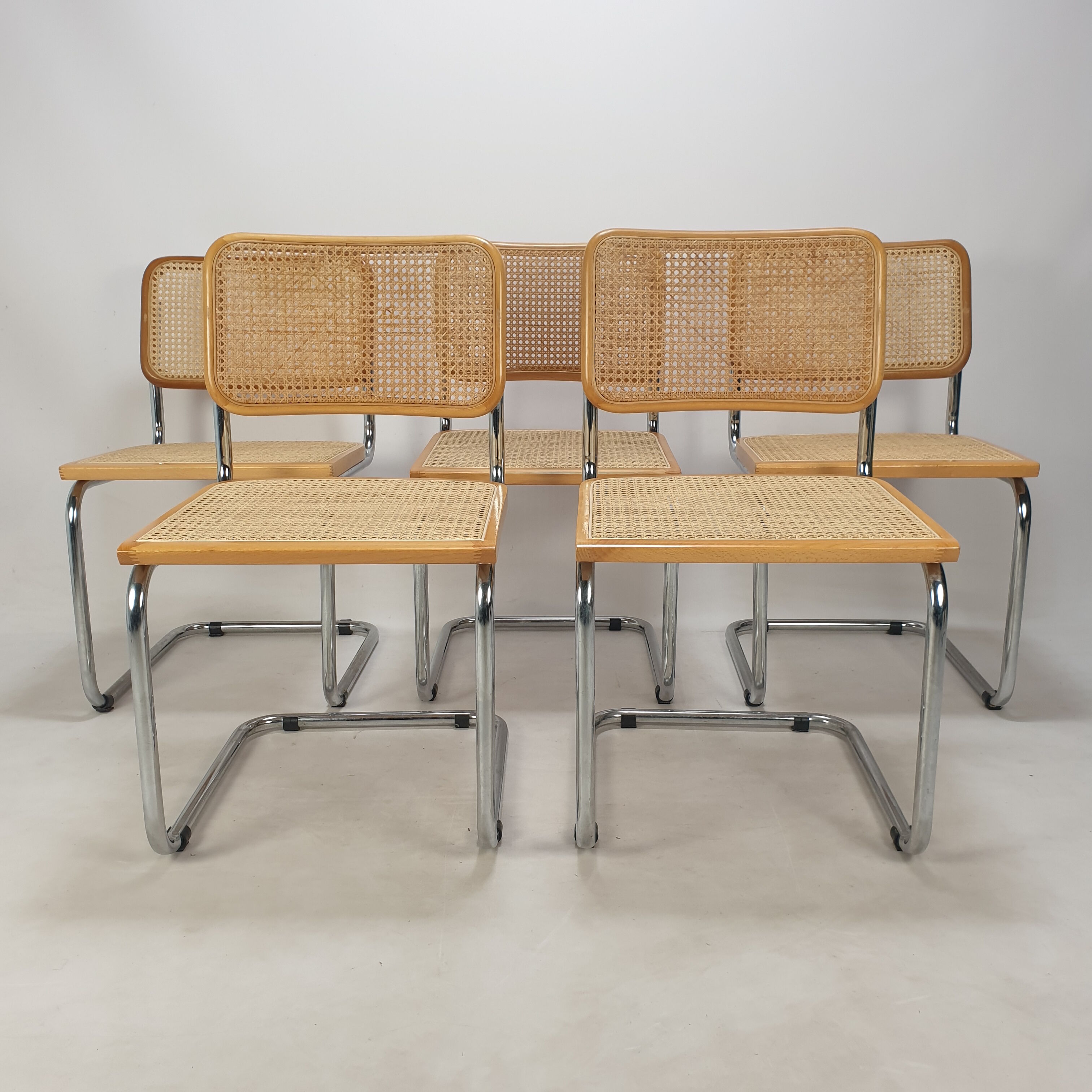 Set of 5 vintage Cesca chairs by Marcel Breuer