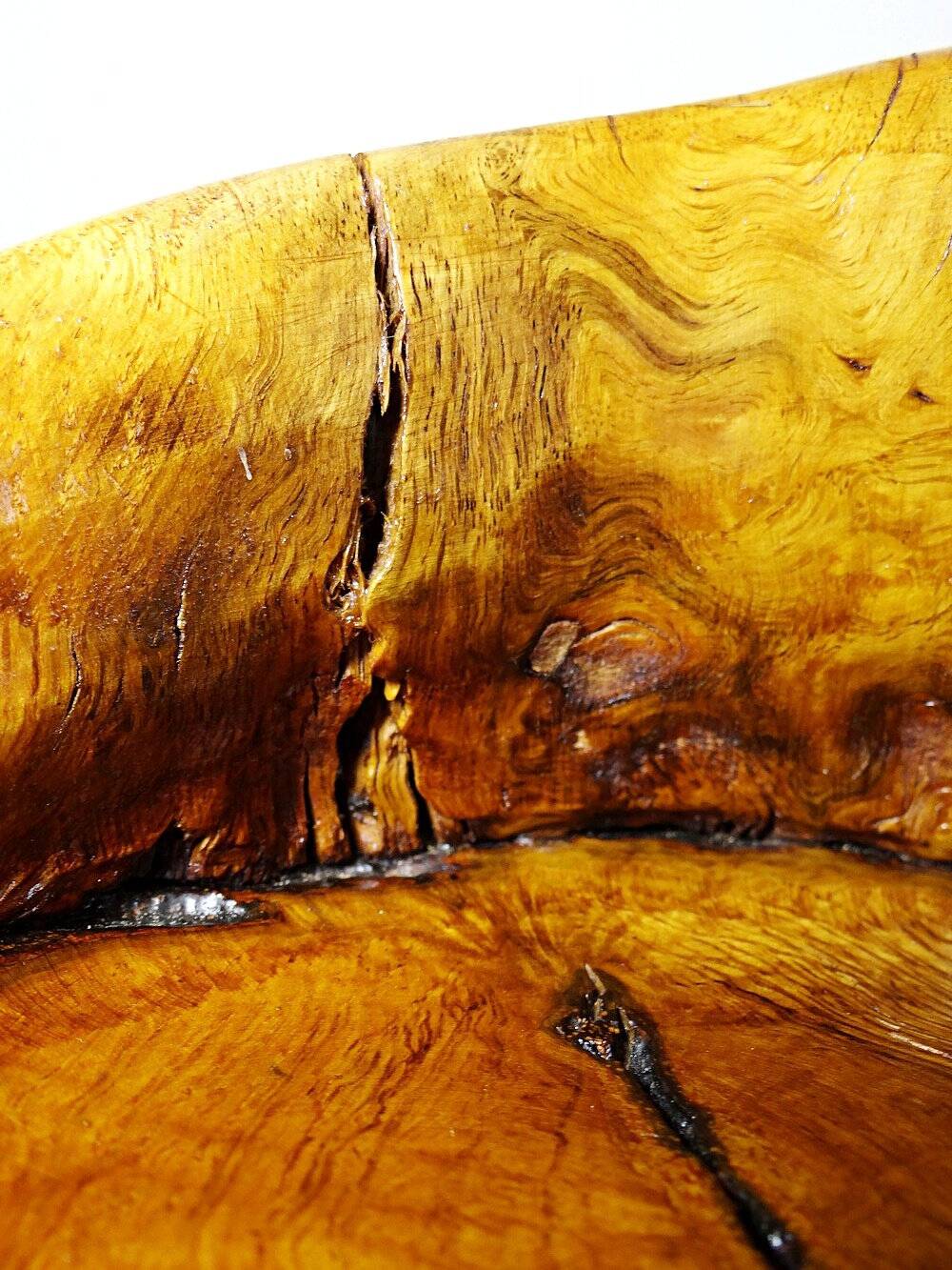 Brutalist vintage olive wood monoxyle catchall from the 50s-60s, handcrafted.