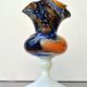 Mid Century Blue and Rust Carlo Moretti Glass Vase