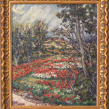 Oil painting of field with trees - signed 'marc'