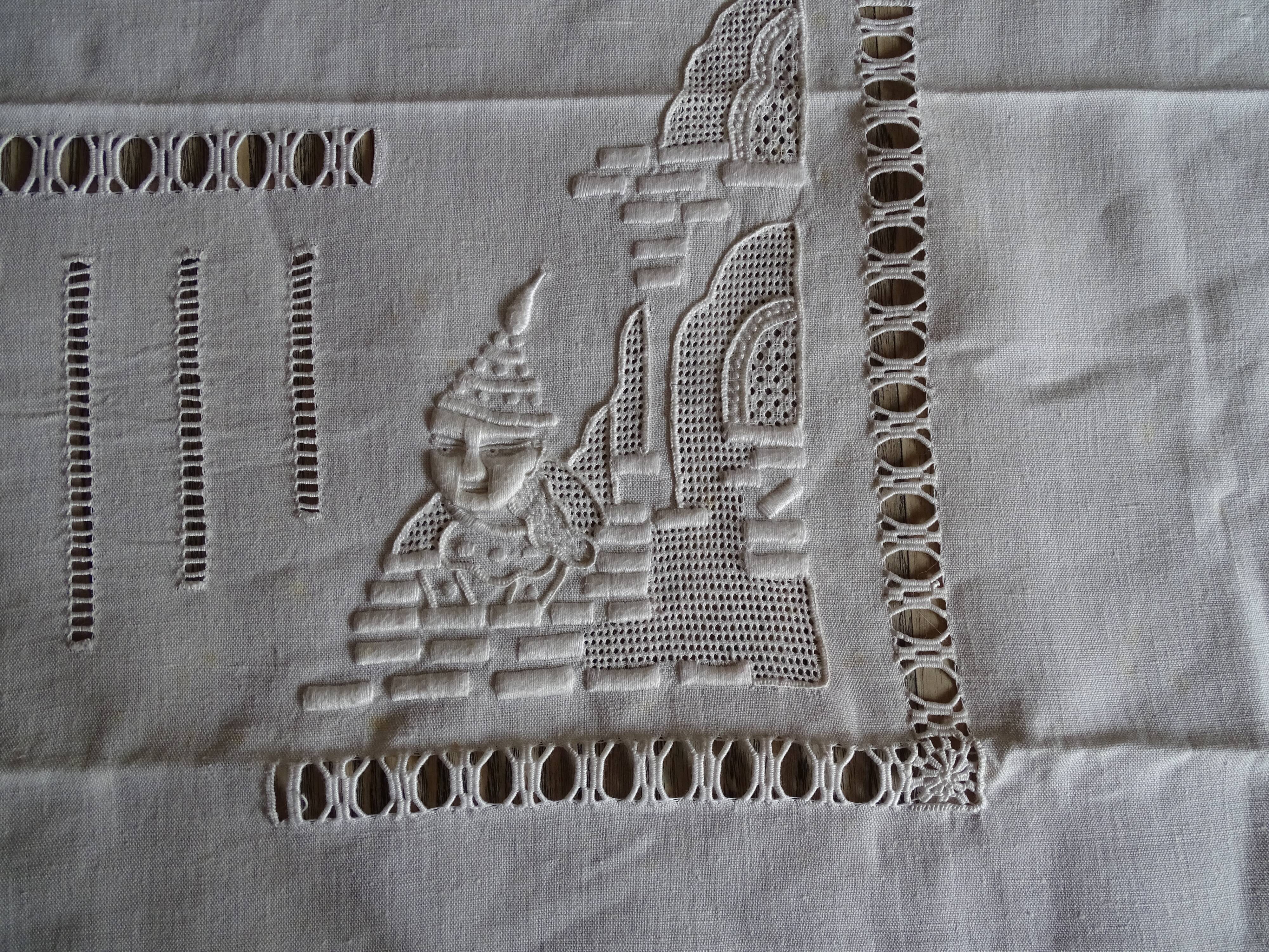 Embroidered tablecloth old Chinese décor pure cotton 230*155