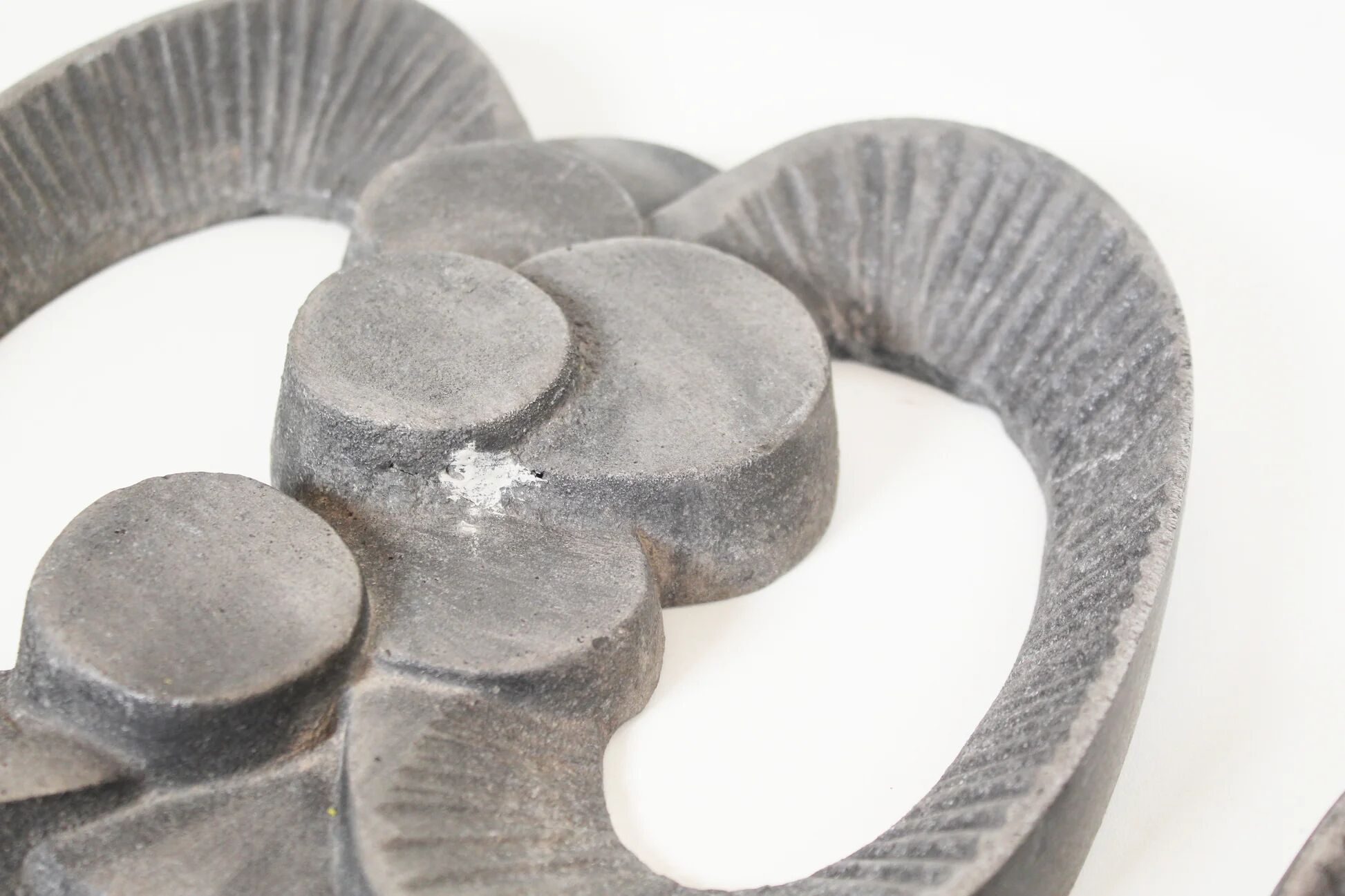 Pair of brutalist wall decoration / door handles in cast aluminium