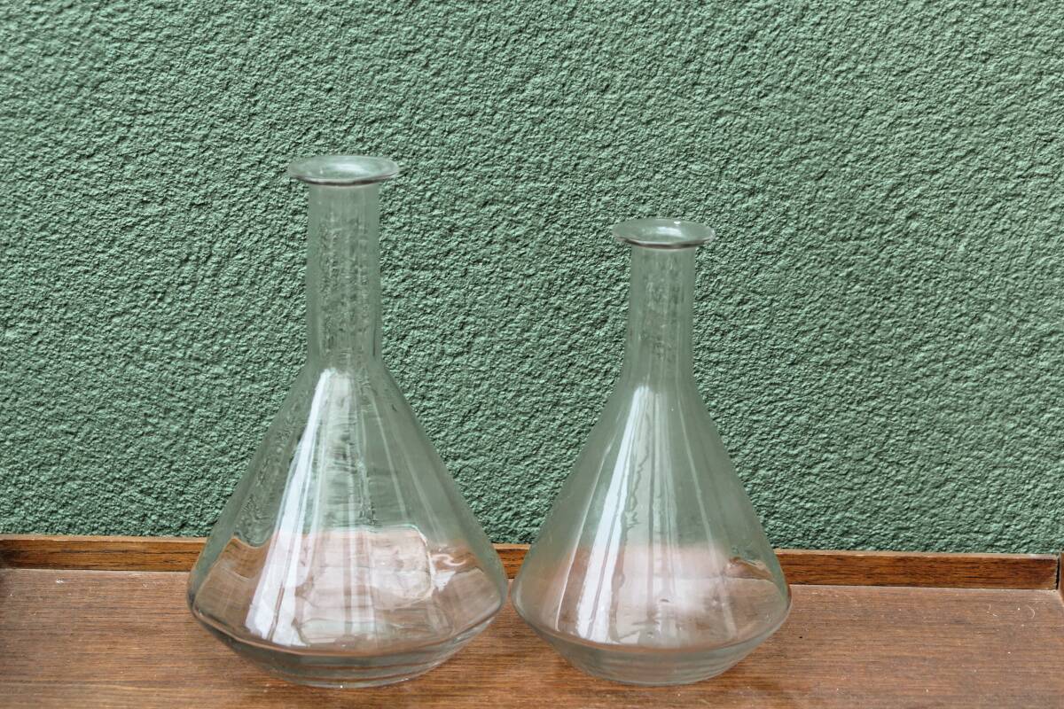 Pair of glass carafes, art deco