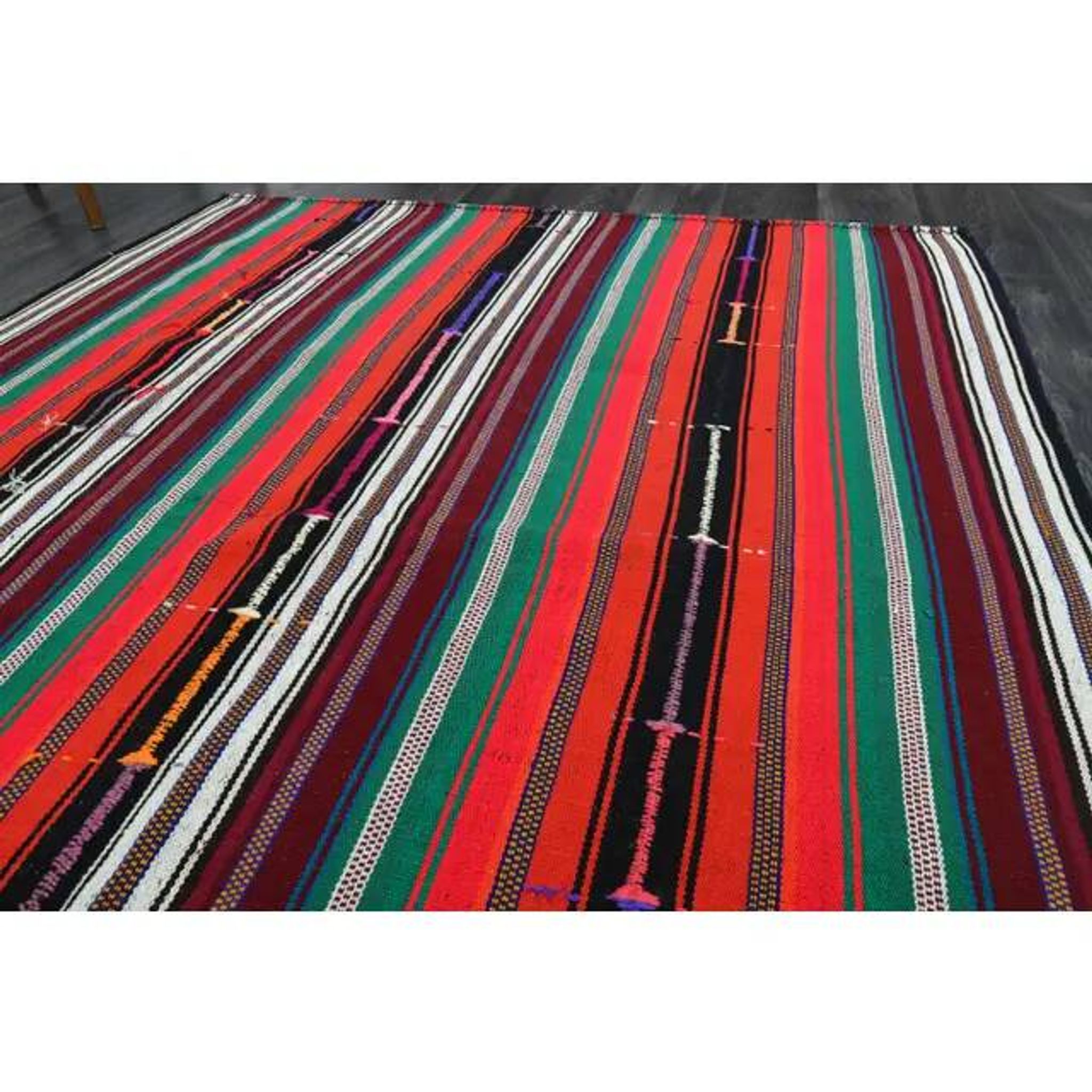 1970s Vintage Turkish Oushak Handmade Wool Cotton Red Area Rug 177x213