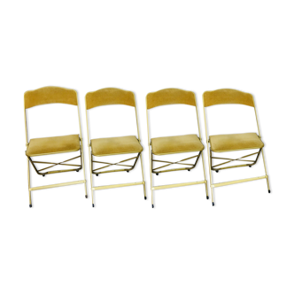 Lot of 4 folding chairs in Velvet