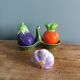 Vegetable salt and pepper shaker in slip