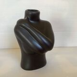 Vase soliflore buste glaçure noire